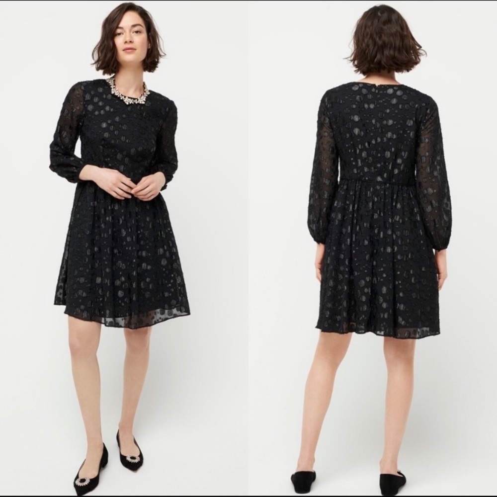 J. Crew Black sparkle dot Dress